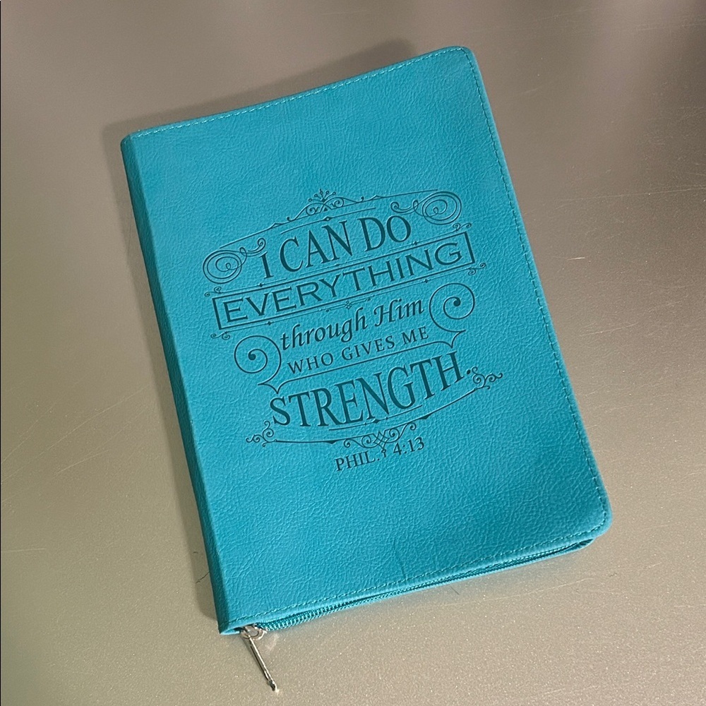 Blue Inspirational Zippered Christian Journal